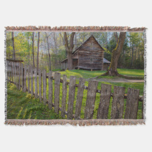 USA, Tennessee, Cabin In Cades Cove Throw Blanket