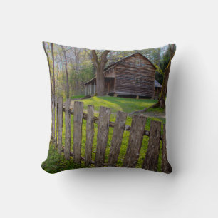 USA, Tennessee, Cabin In Cades Cove Throw Pillow