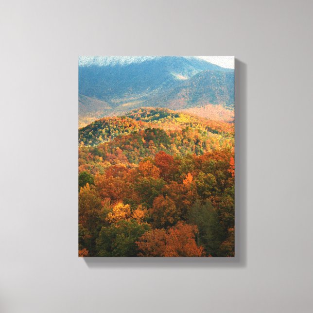 USA, Tennessee. View Of Snowy Mount Leconte Canvas Print (Front)