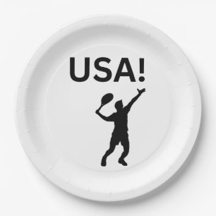 USA tennis player using dot as a ball Paper Plate