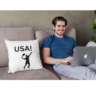 USA tennis player using dot as a ball  Throw Pillow