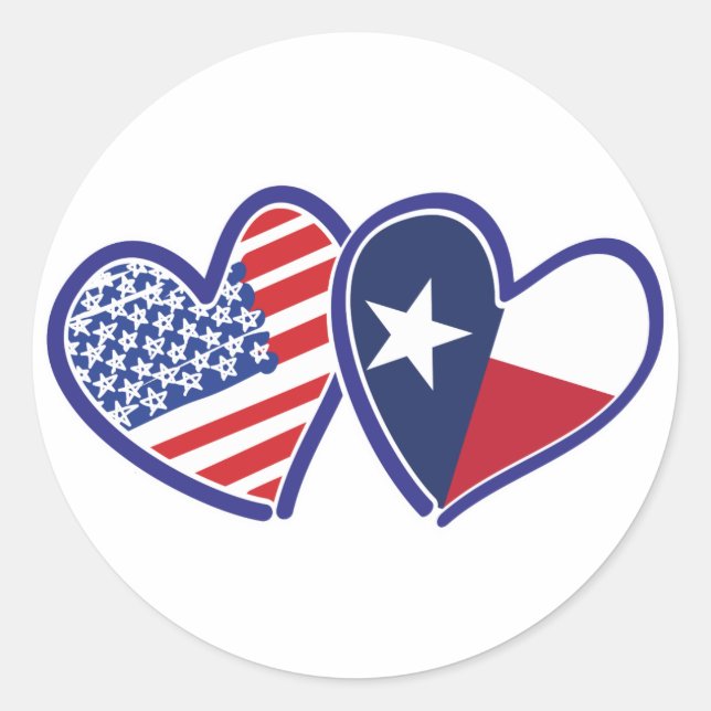 USA-Texas-Flag-Heart Classic Round Sticker (Front)