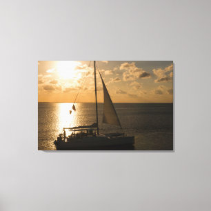 USA, Texas, South Padre Island. Sailboat Canvas Print