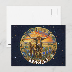 USA Texas state symbols Postcard