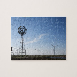 USA, Texas, Vega, Old ranch windmill and water Jigsaw Puzzle