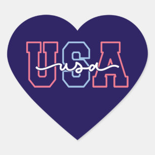 USA Text 4th Of July Design-62118 Heart Sticker
