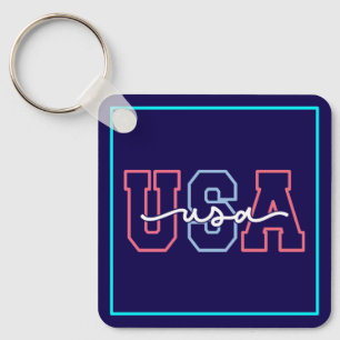 USA Text 4th Of July Design-62118 Keychain