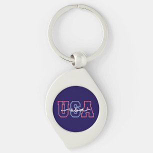 USA Text 4th Of July Design-62118 Keychain