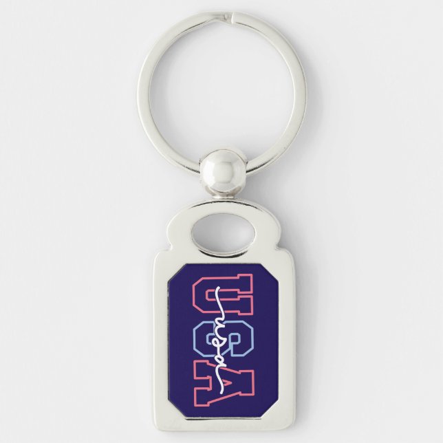 USA Text 4th Of July Design-62118 Keychain (Front)