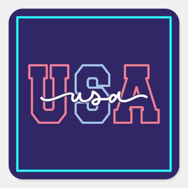 USA Text 4th Of July Design-62118 Square Sticker (Front)