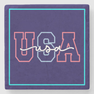 USA Text 4th Of July Design-62118 Stone Coaster