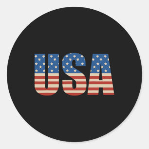 Usa Text Flag Shirt - American Flag Patriotic 4th  Classic Round Sticker