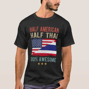 Usa Thailand Flag Half American Half Thai T-Shirt