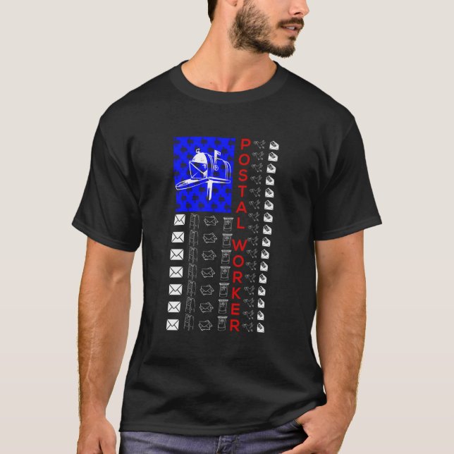 Usa Theme Postal Worker Mail Carrier T-Shirt (Front)