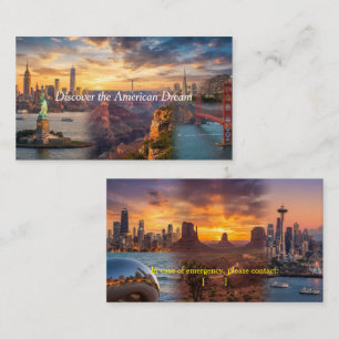 USA Travel & Emergency Info Business Card - Person