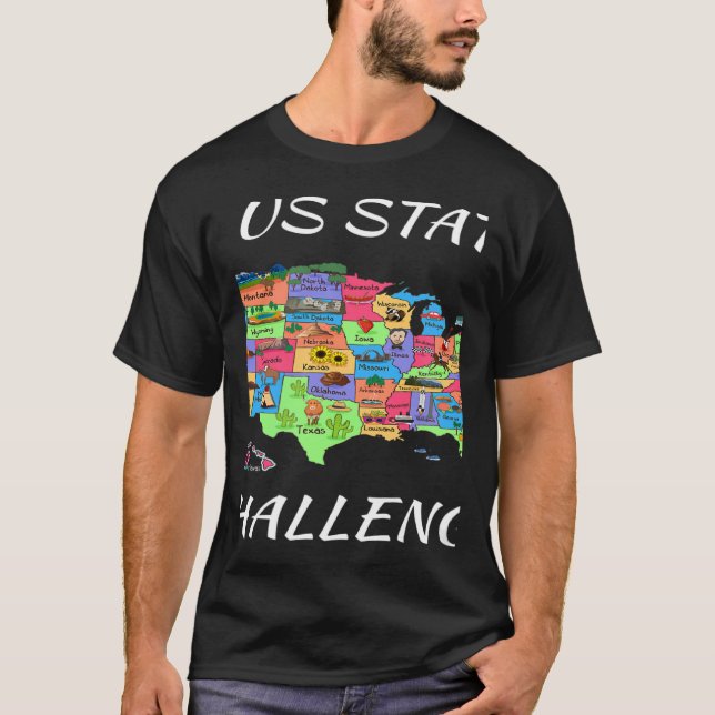 USA Travel  Visit 50 States Map T-Shirt (Front)