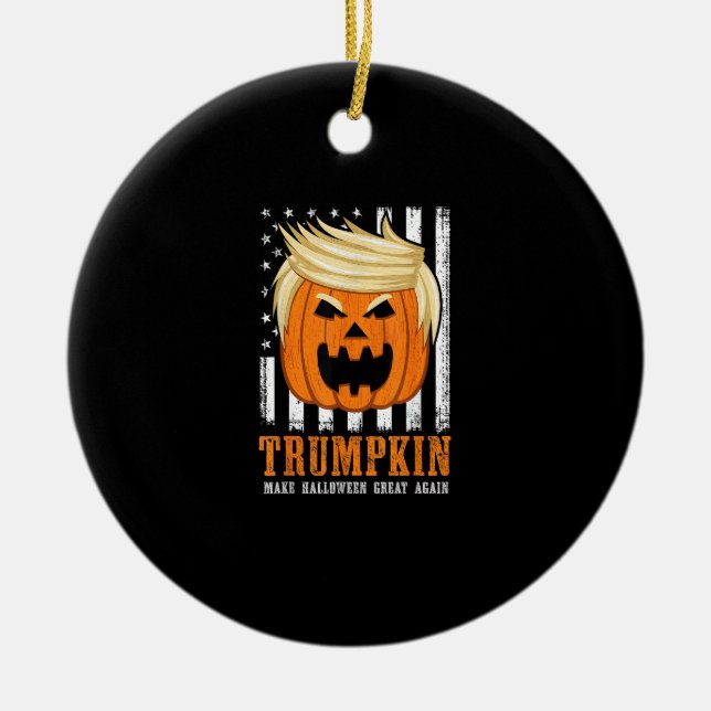 Usa Trumpkin Make Halloween Great Again Funny Ceramic Ornament (Front)
