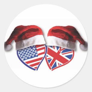 USA-UK-Santa-Hats.png Classic Round Sticker