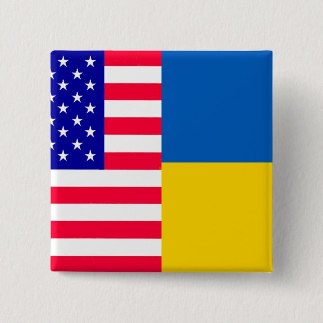 USA Ukraine  2 Inch Square Button (Front)