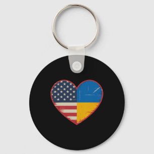 Usa Ukraine Heart - Dual Citizenship 1  Keychain