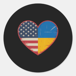Usa Ukraine Heart - Dual Citizenship 2  Classic Round Sticker