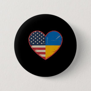 Usa Ukraine Heart - Dual Citizenship 2  Inch Round Button