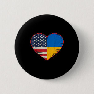 Usa Ukraine Heart - Dual Citizenship  2 Inch Round Button