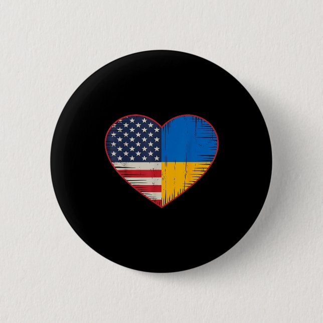 Usa Ukraine Heart - Dual Citizenship  2 Inch Round Button (Front)