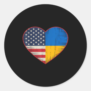Usa Ukraine Heart - Dual Citizenship Classic Round Sticker
