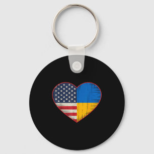 Usa Ukraine Heart - Dual Citizenship  Keychain