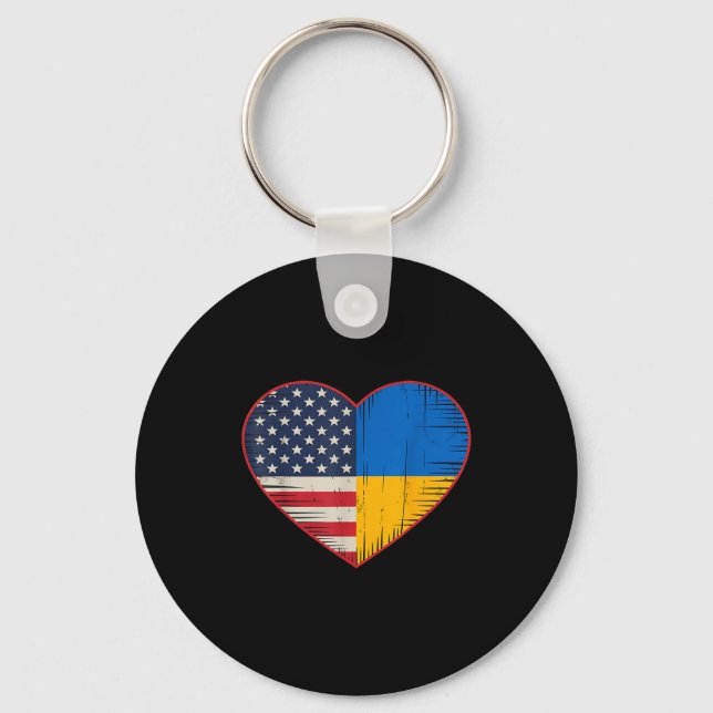 Usa Ukraine Heart - Dual Citizenship  Keychain (Front)