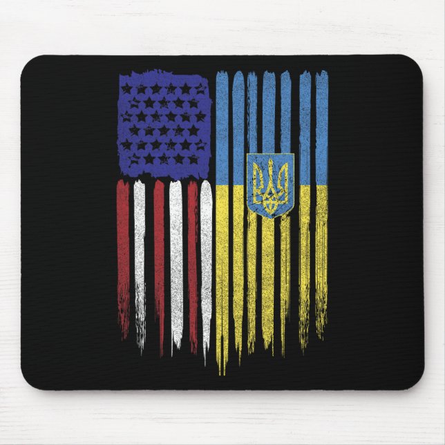 Usa Ukraine Ukrainian Flag Trident Roots  Mouse Pad (Front)