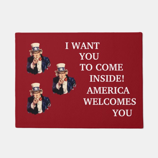 USA Uncle Sam Patriotic Welcome Mat (Front)