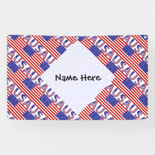 USA United States America Flag Tiled Personalized  Banner