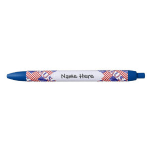 USA United States America Flag Tiled Personalized Black Ink Pen