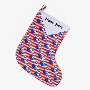 USA United States America Flag Tiled Personalized  Large Christmas Stocking