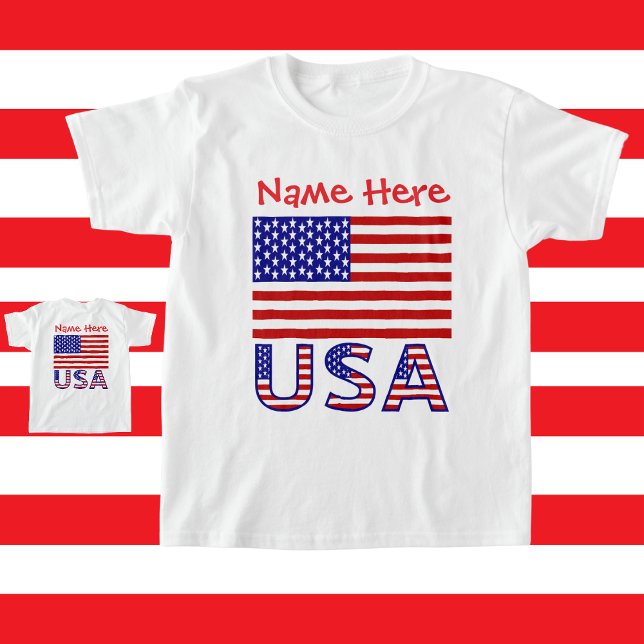 USA United States America Red Personalized Girl's T-Shirt (Creator Uploaded)