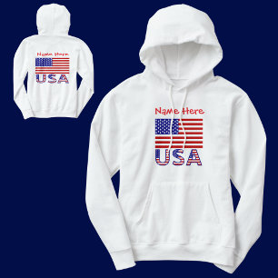 USA United States America Red Personalized Women's Hoodie