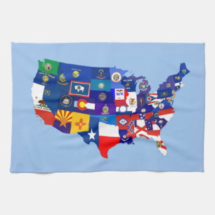 usa united states america republic flag map kitchen towel
