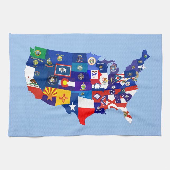 usa united states america republic flag map kitchen towel (Horizontal)