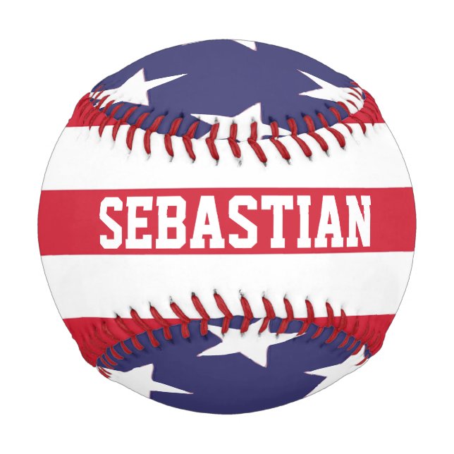 USA United States American Flag Personalized Baseball (Front)