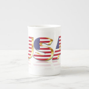 USA - United States of America - Flag - Patriotic  Bone China Mug