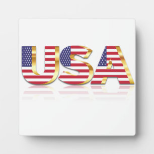 USA - United States of America - Flag - Patriotic Plaque