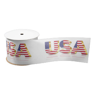 USA - United States of America - Flag - Patriotic  Satin Ribbon