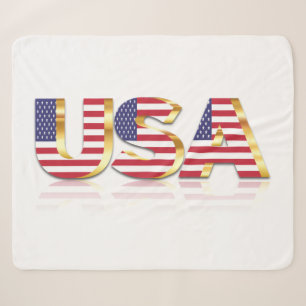 USA - United States of America - Flag - Patriotic  Sherpa Blanket