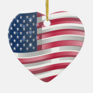 USA Unites: Stripes & Stars in Bold Design Ceramic Ornament