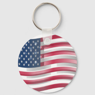 USA Unites: Stripes & Stars in Bold Design Keychain