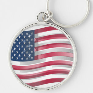 USA Unites: Stripes & Stars in Bold Design Keychain