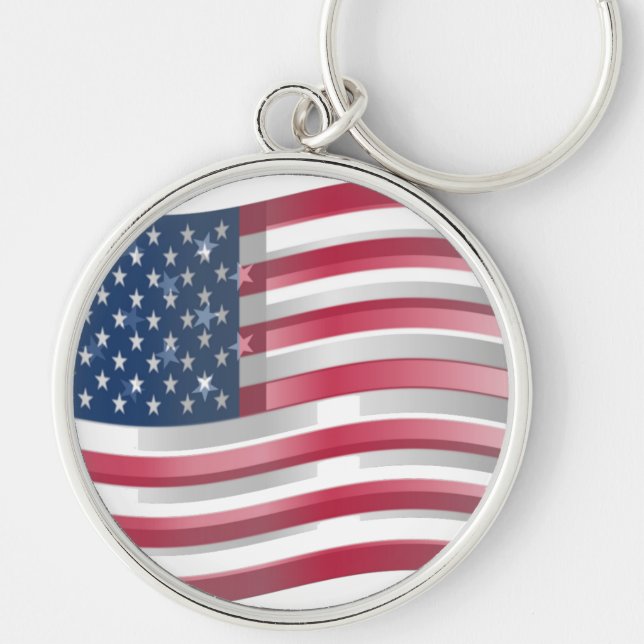USA Unites: Stripes & Stars in Bold Design Keychain (Front)