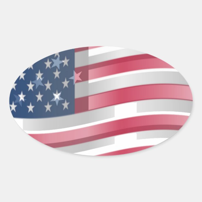 USA Unites: Stripes & Stars in Bold Design Oval Sticker (Front)